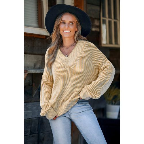 Pull jaune col V manches longues - CUPSHE - Modalova