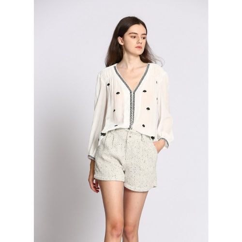Blouse brodée col V - SEE U SOON - Modalova