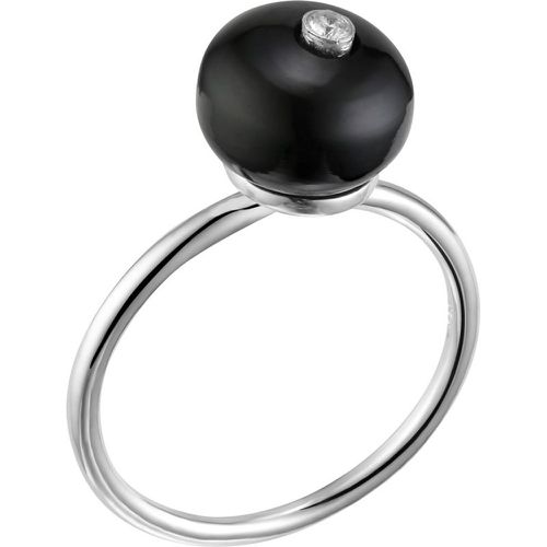 Bague perle en argent 925, Onyx, brillant, , 2.79g, T56 - Canyon - Modalova