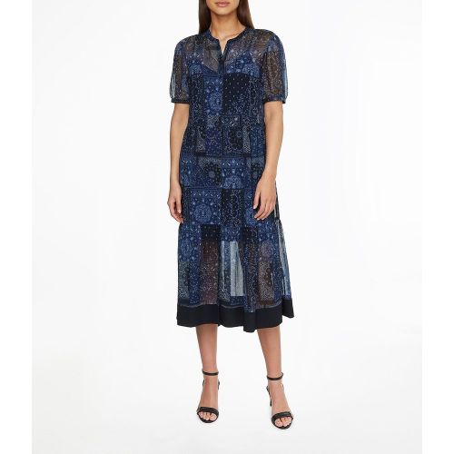 Robe midi en voile imprimé, manches courtes - Tommy Hilfiger - Modalova