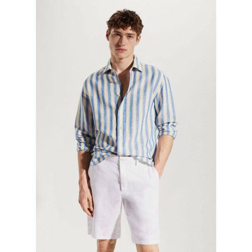 Chemise regular-fit lin rayée - mango man - Modalova