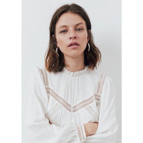 Blouse en viscose col victorien et dentelle - IKKS - Modalova