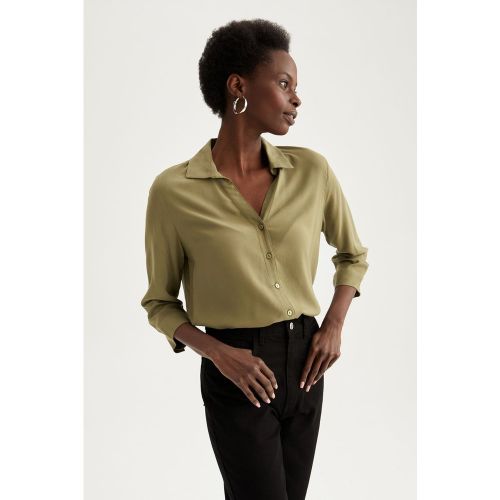 Chemise col italien manches longues - DEFACTO - Modalova