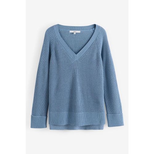 Pull tunique col V à strass et détails côtelés - Next - Modalova