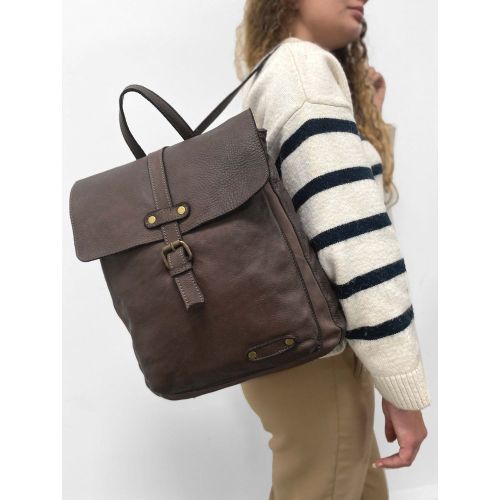 Sac à main à dos en cuir de vachette Bleu Cerise - SYLVAIN LEFEBVRE - Modalova