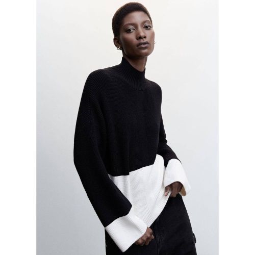 Pull-over col roulé bicolore - Mango - Modalova