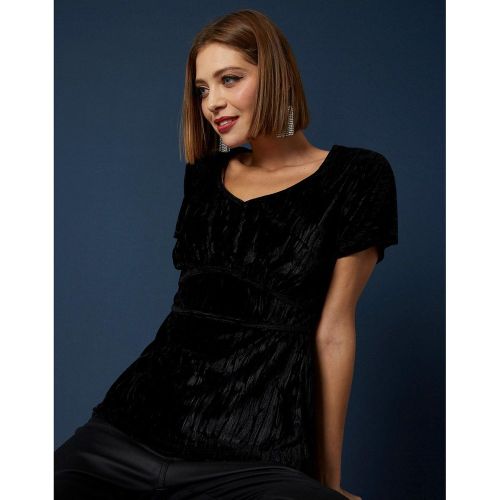 Top manches courtes en velours uni - RIU PARIS - Modalova