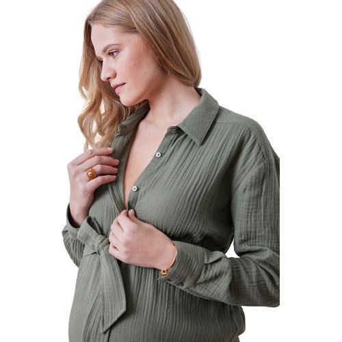 Robe-chemise longue gaze de coton grossesse et allaitement - VERTBAUDET - Modalova