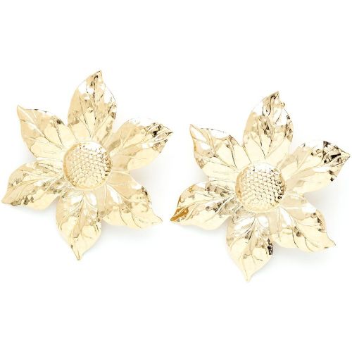 Maxi boucles d'oreilles puces fleurs doré à l' fin HESPÉRIS - MONSIEUR SIMONE - Modalova