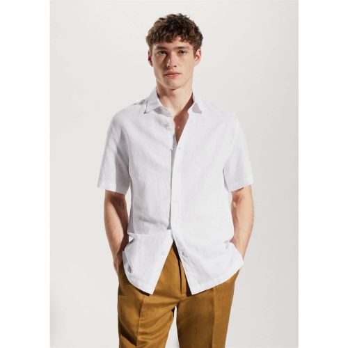Chemise 100 % lin manches courtes - mango man - Modalova