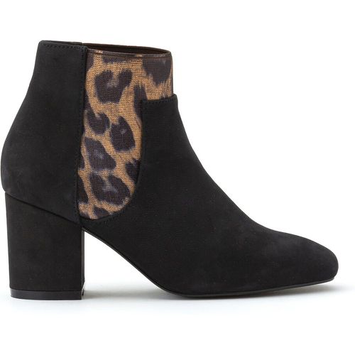 Boots en cuir talon large détail léopard - Anne weyburn - Modalova