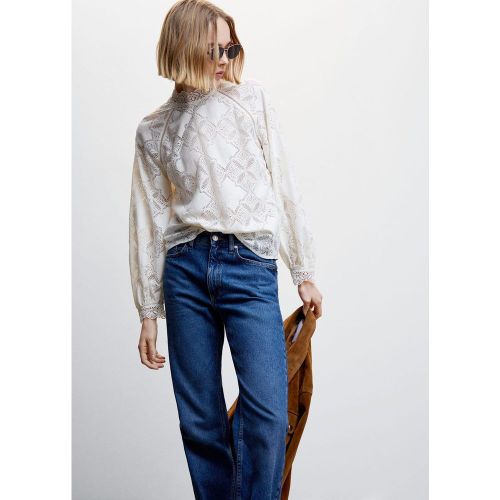 Blouse dentelle manches bouffantes - Mango - Modalova