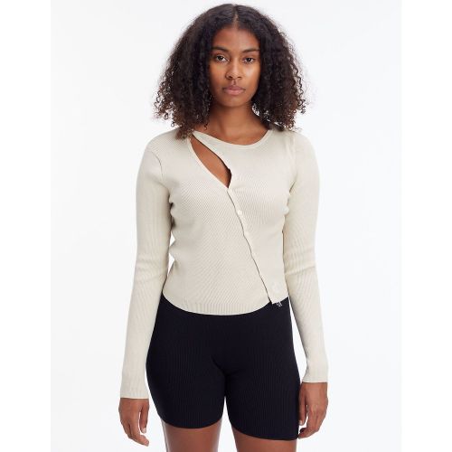 Cardigan asymétrique en fine maille de coton - Calvin Klein Jeans - Modalova