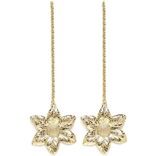 Boucles d'oreilles pendantes fleurs doré à l' fin HESPÉRIS - MONSIEUR SIMONE - Modalova