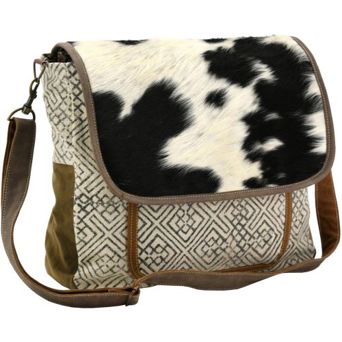 Sac à bandoulière en coton et peau de vache - AUBRY GASPARD - Modalova