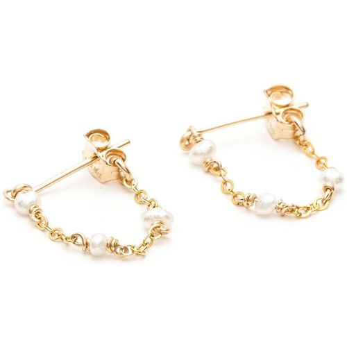 Mini boucles d'oreilles chaînette satellite perles de culture 925 - YAY PARIS - Modalova