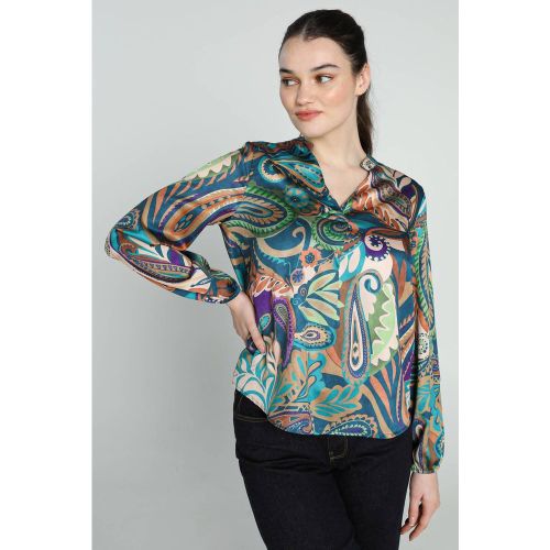 Blouse en satin avec imprimé cachemire - CASSIS - Modalova