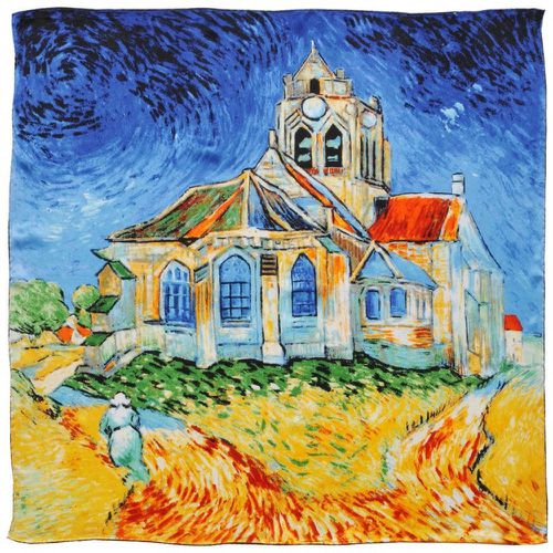 Carré de soie Van Gogh L'église d'Auvers - SILKART - Modalova