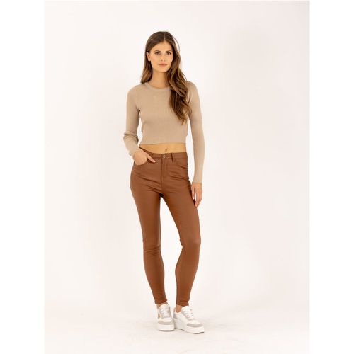 Pantalon skinny taille haute à bouton effet cuir | Couleur: | Taille: XS - Naumy - Modalova