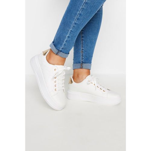White & Gold Chevron Chunky Trainers In Extra Wide eee Fit - Yours - Modalova