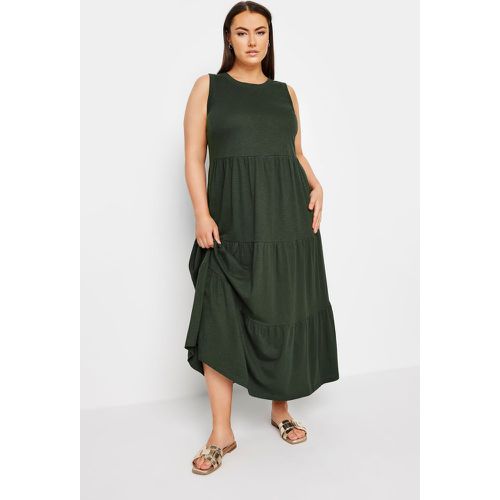 Curve Khaki Green Tiered Midaxi Dress, Grande Taille & Courbes - Yours - Modalova
