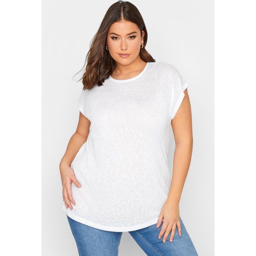 Tshirt Uni En Lin Manches Courtes, Grande Taille & Courbes - Yours - Modalova