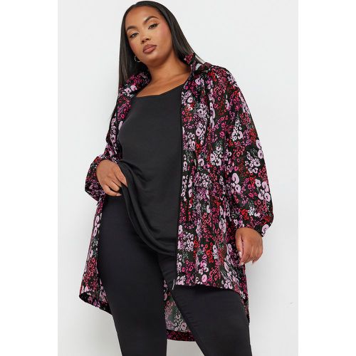 Coupevent Noir & Floral Léopard Style Parka , Grande Taille & Courbes - Yours - Modalova