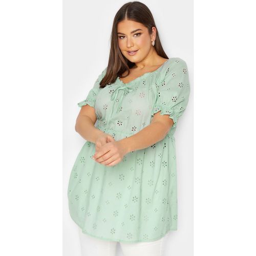 Top Menthe Peplum Broderie , Grande Taille & Courbes - Yours - Modalova