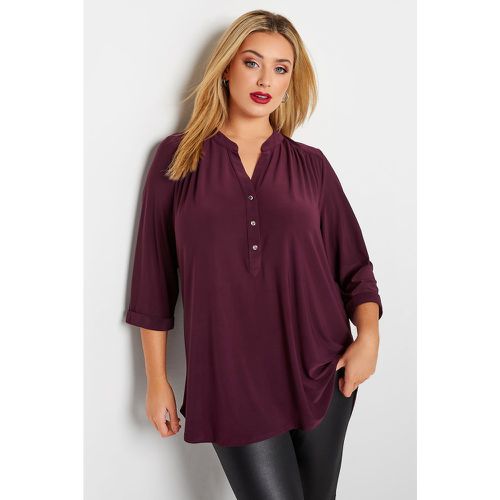 London Blouse Bordeaux Boutonnée Manches Longues , Grande Taille & Courbes - Yours - Modalova