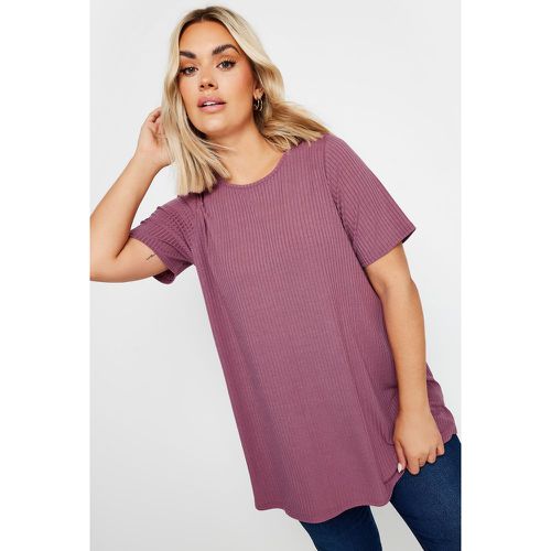 Curve Pink Short Sleeve Ribbed Tshirt, Grande Taille & Courbes - Yours - Modalova