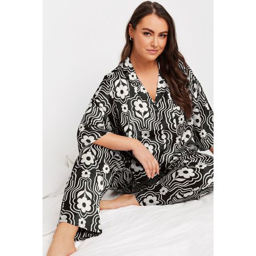 Ensemble De Pyjama Noir Satiné Floral - Yours - Modalova