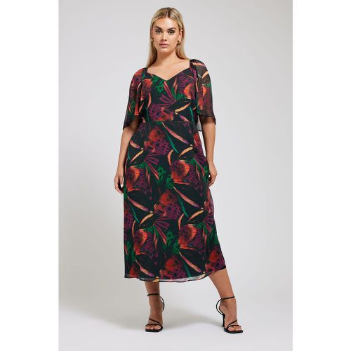 Curve Black Butterfly Print Maxi Dress, Grande Taille & Courbes - Yours London - Modalova