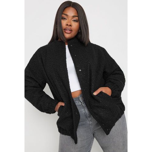 Curve Black Boucle Bomber Jacket, Grande Taille & Courbes - Yours - Modalova