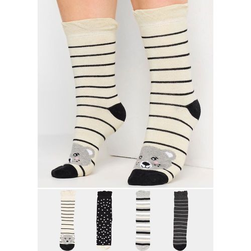 Lot De 4 Paires De Chaussettes Beiges & Noires Animal - Yours - Modalova