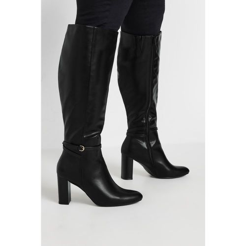 Black Heeled Knee High Boot In Extra Wide eee Fit - Yours - Modalova