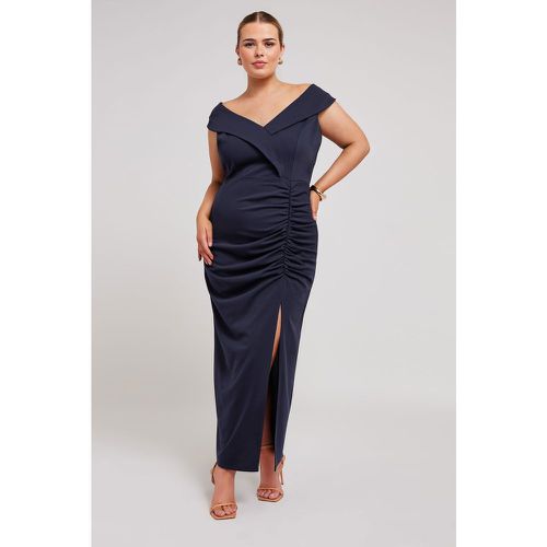Curve Navy Blue Gathered Maxi Dress, Grande Taille & Courbes - Yours London - Modalova