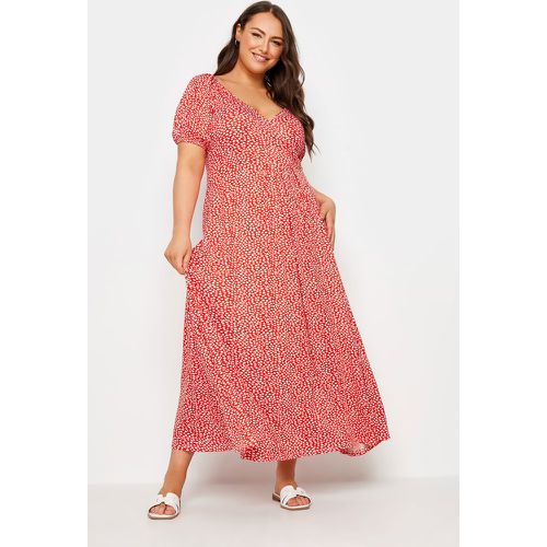 Curve Red Ditsy Floral Print Wrap Dress, Grande Taille & Courbes - Yours - Modalova