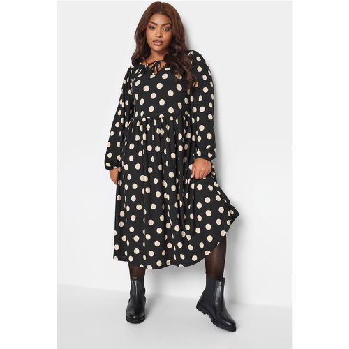 Robe Midaxi À Pois Plissée Volantée , Grande Taille & Courbes - Yours - Modalova