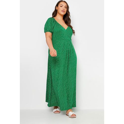 Curve Green Polka Dot Print Wrap Dress, Grande Taille & Courbes - Yours - Modalova