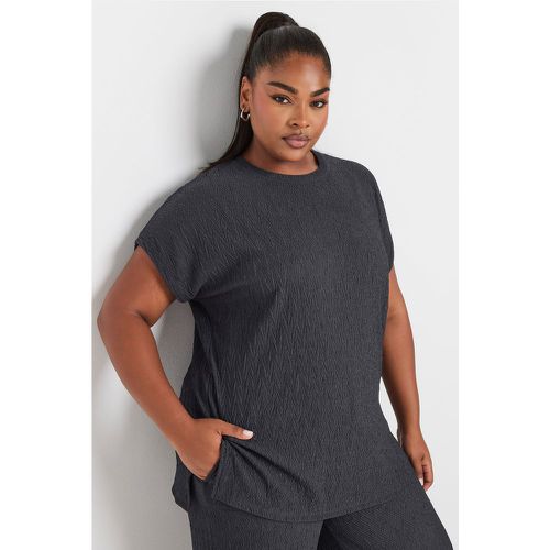 Curve Charcoal Grey Crinkle Plisse Tshirt, Grande Taille & Courbes - Yours - Modalova