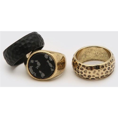 Lot de 3 bagues dorées et noires - ONE SIZE - Boohooman - Modalova