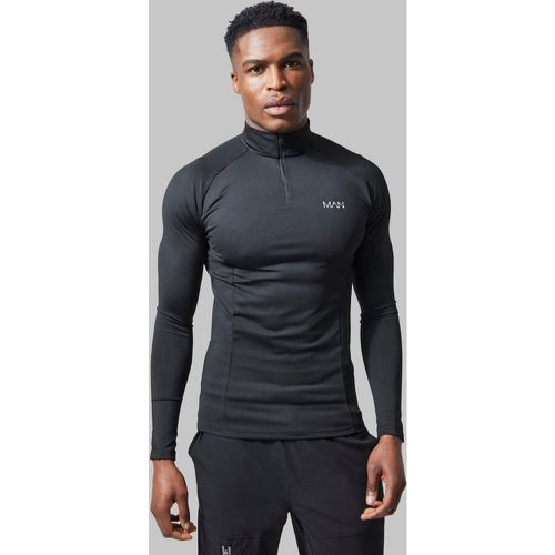 Top de sport à col zippé et manches raglan - MAN Active homme - S - Boohooman - Modalova