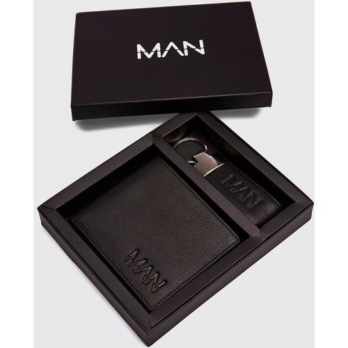 Coffret cadeau - Portefeuille et porte-clefs en cuir véritable - Boohooman - Modalova