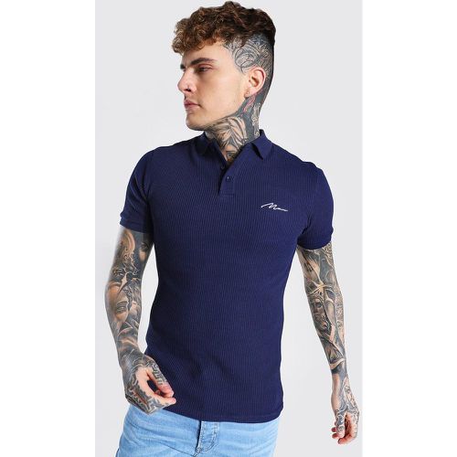 Polo en tissu gaufré coupe slim signature Man - XL - Boohooman - Modalova