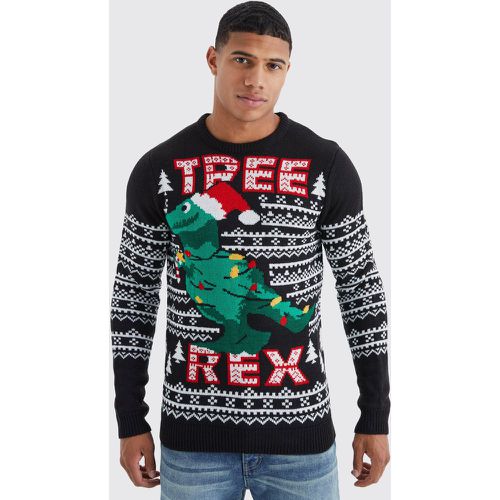 Pull de Noël en maille à imprimé Tree Rex - S - Boohooman - Modalova