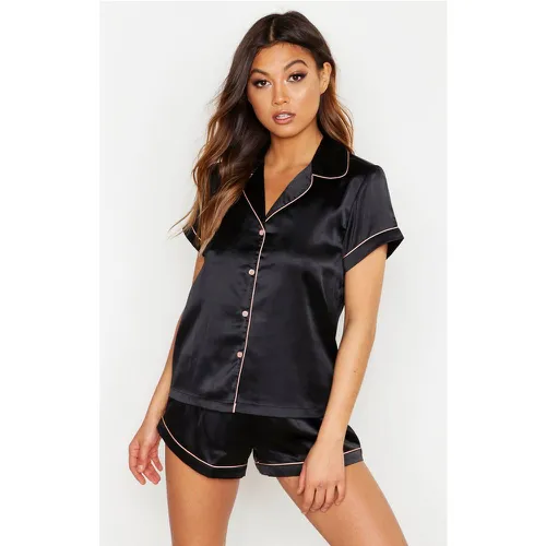 Pyjama Satiné Avec Chemise Et Short - 34 - boohoo - Modalova