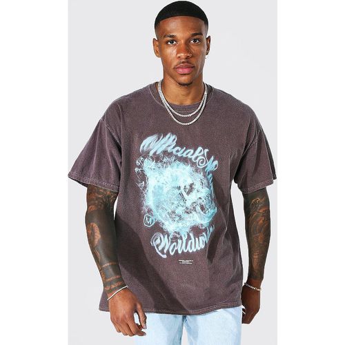 T-shirt oversize surteint imprimé tête de mort - Boohooman - Modalova