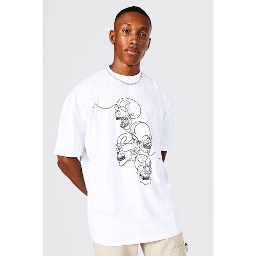 T-shirt ras du cou oversize à imprimé crâne - L - Boohooman - Modalova