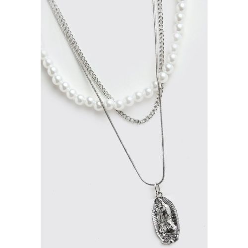 Collier en perles avec pendentifs croix - ONE SIZE - Boohooman - Modalova