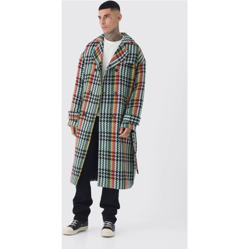 Tall - Manteau en laine à carreaux - L - Boohooman - Modalova